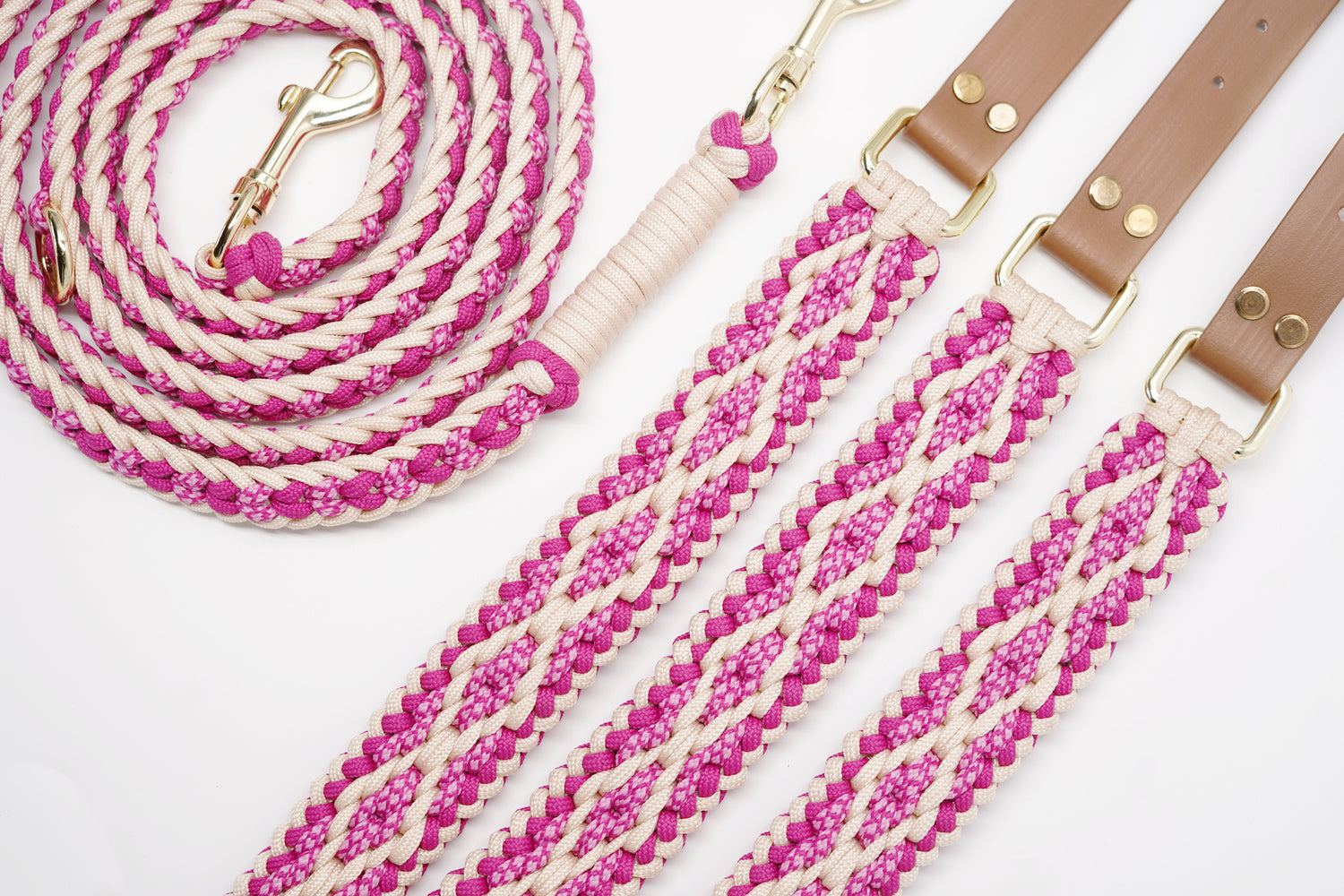Halsband Leinen Set Raute | Rosa