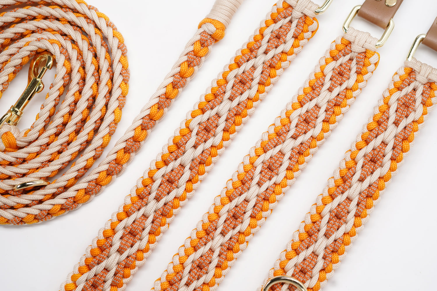 Halsband Leinen Set Raute | Orange