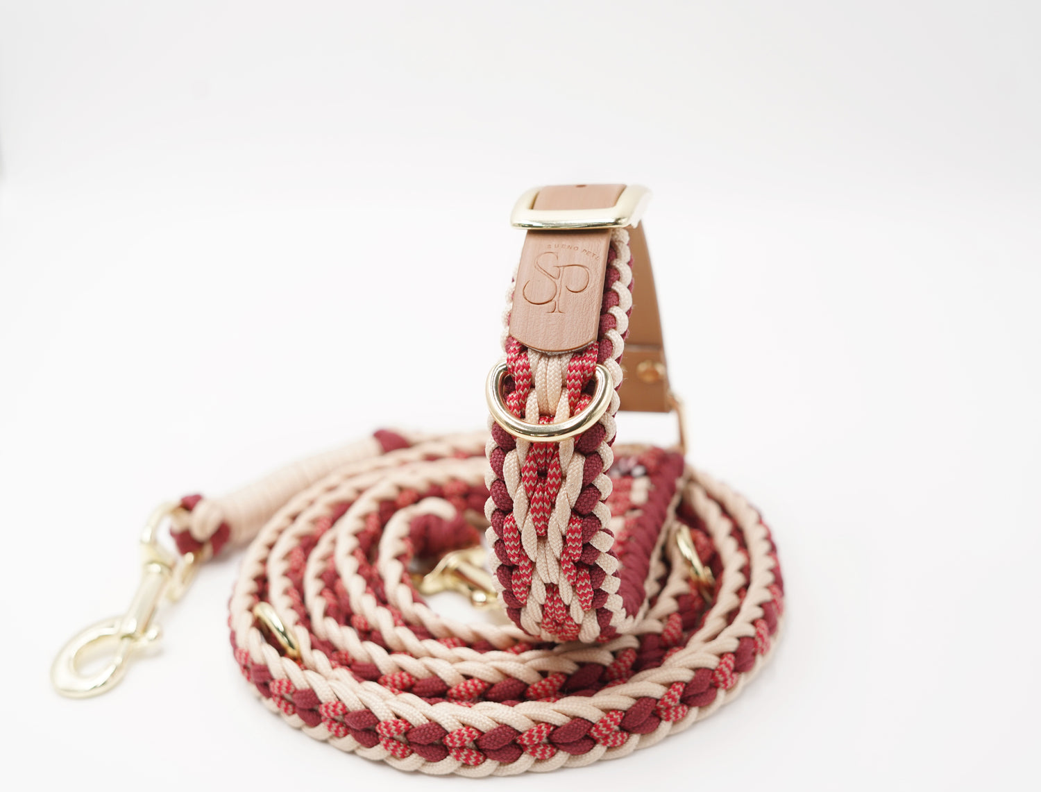 Halsband Leinen Set Raute | Hellrot