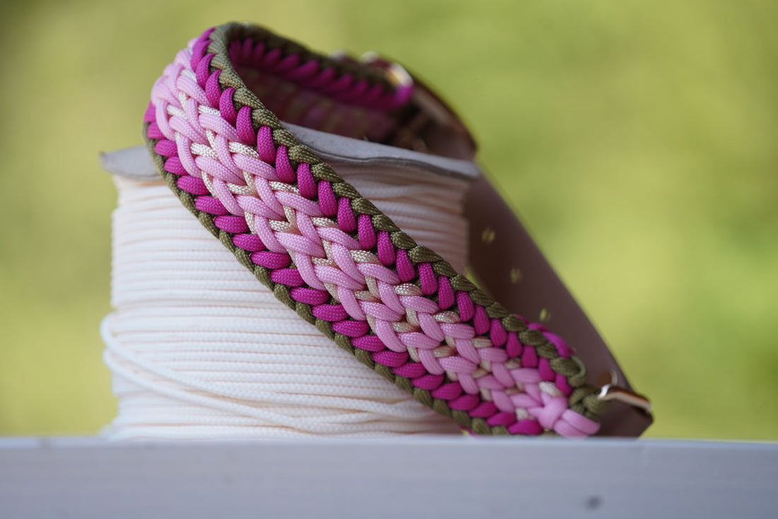 Geflochtenes Halsband Rosa Olive