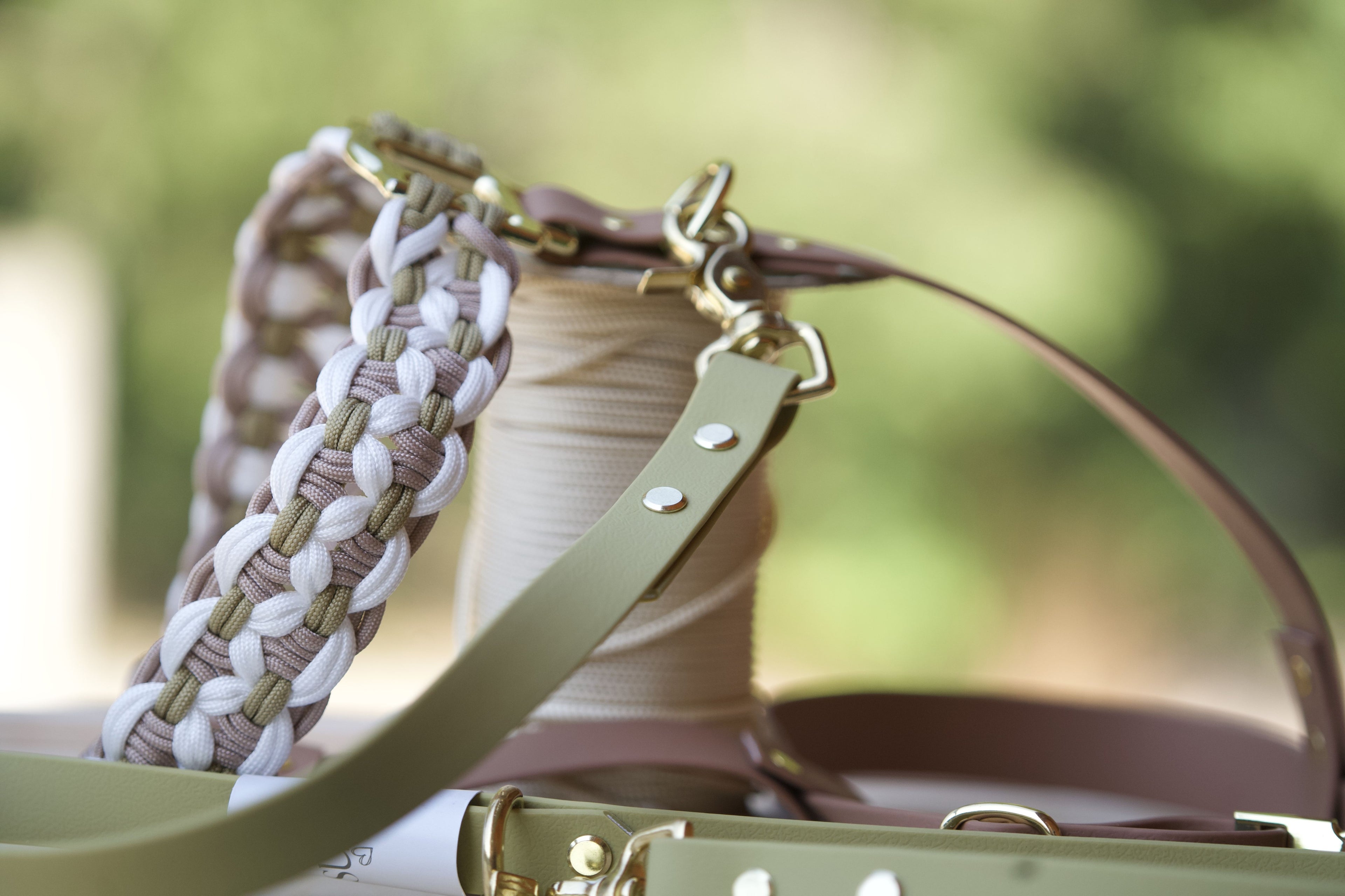 Hundegeschirr Leinen Set Olive Beige