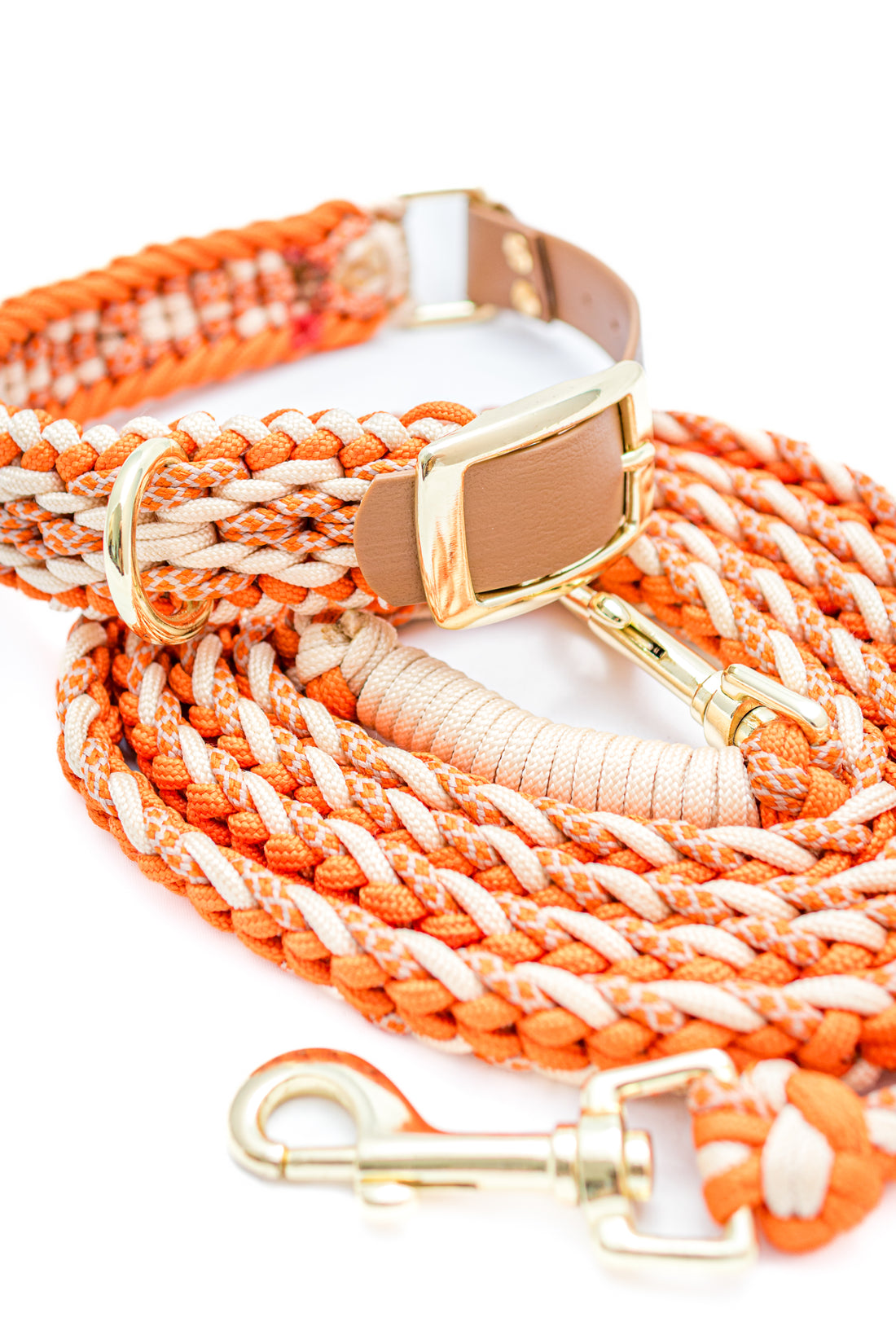 Halsband Leinen Set Raute | Dunkel Orange