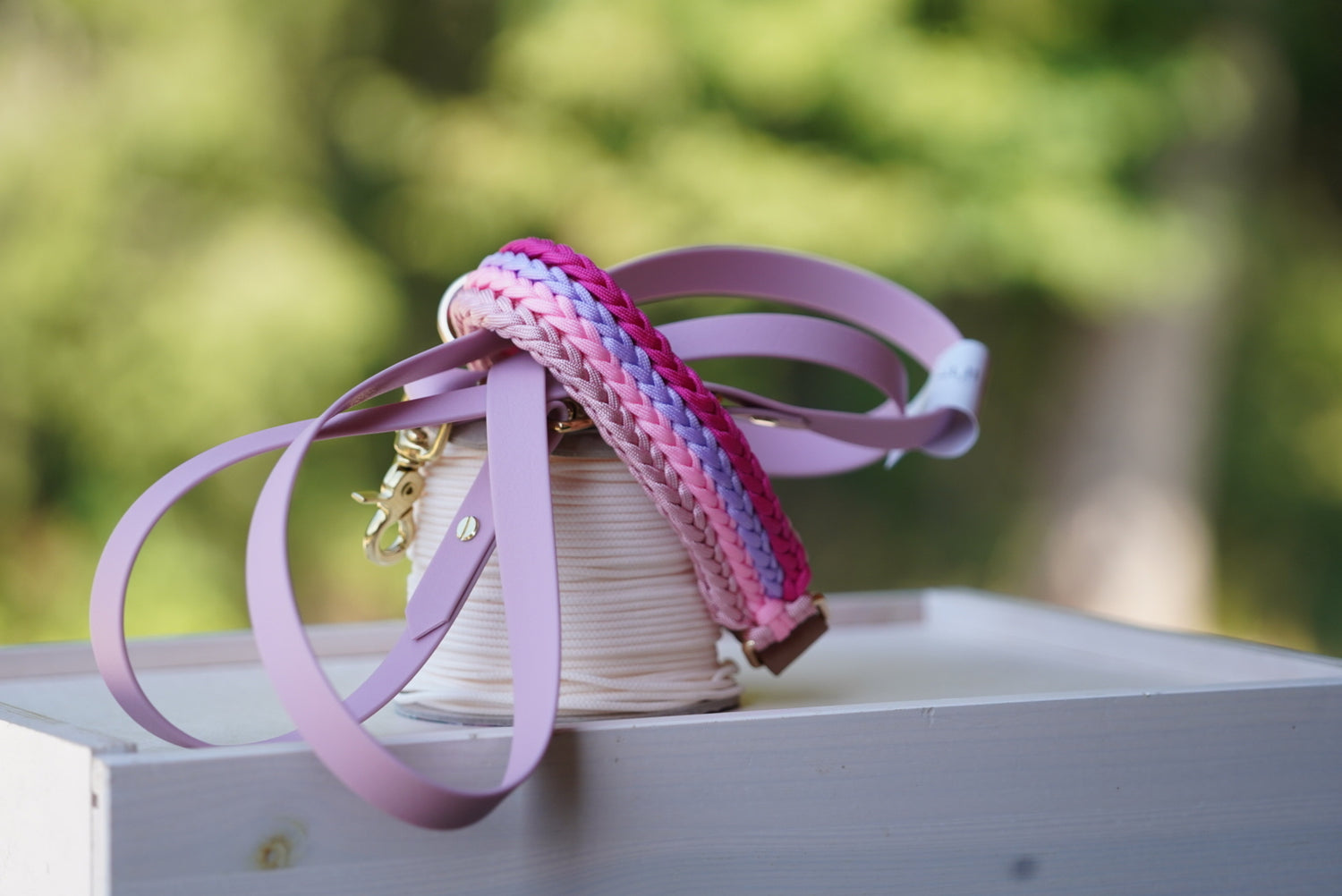 Halsband Pinker Traum+Biothane Leine Rosa