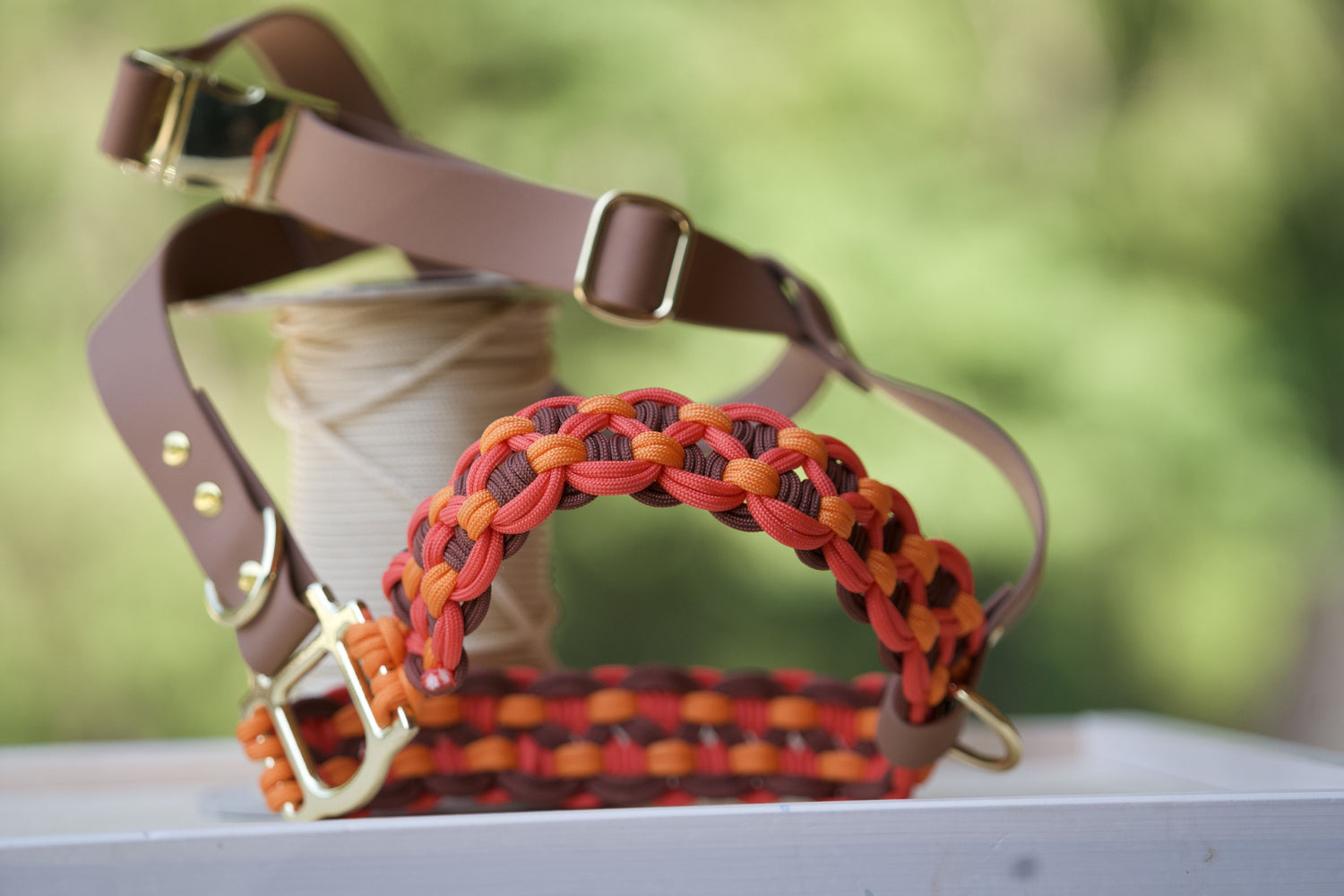 Hundegeschirr Leinen Set Braun Pink Orange